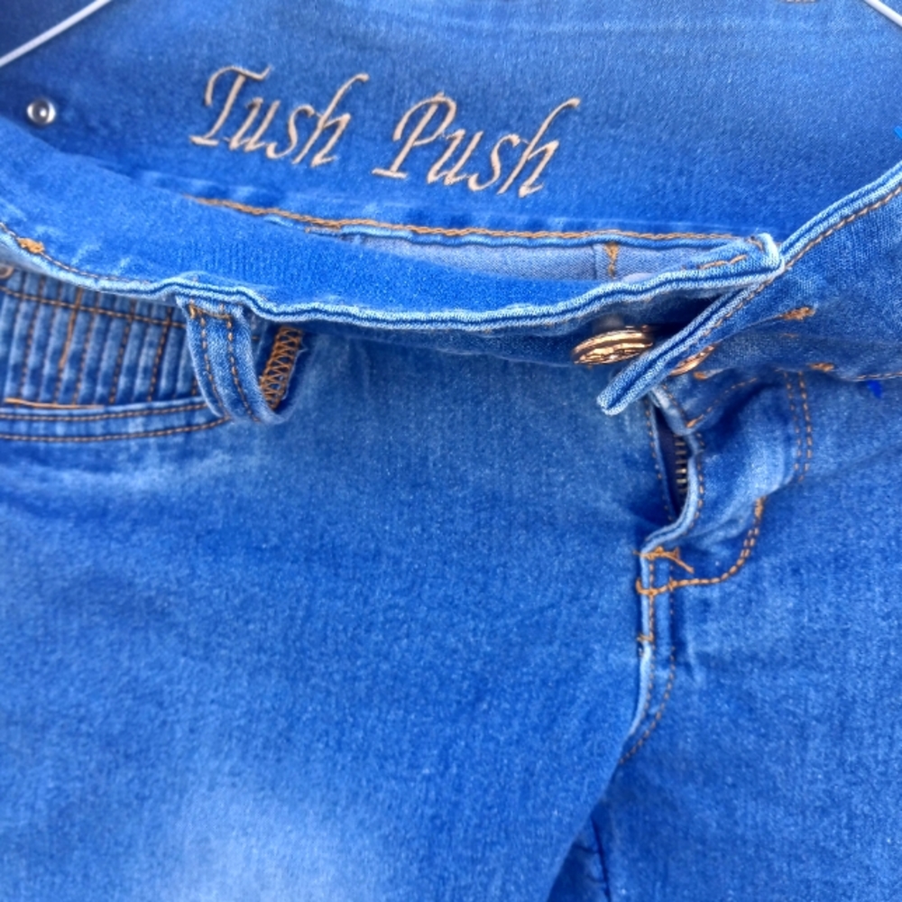 💖High Waist Tush Push Jeans Light Blue ) (Size 7